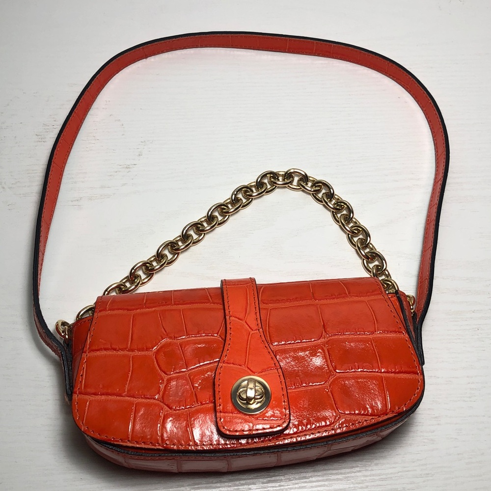 A. Bellucci Genuine Leather Mini Bag Orange Gold Hardware